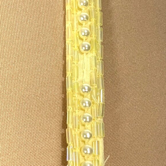 VTG 80s Slip Dress Butter Yellow Sequin Beaded Silk Gown 6 Regency Bridgerton - Picture 6 of 13